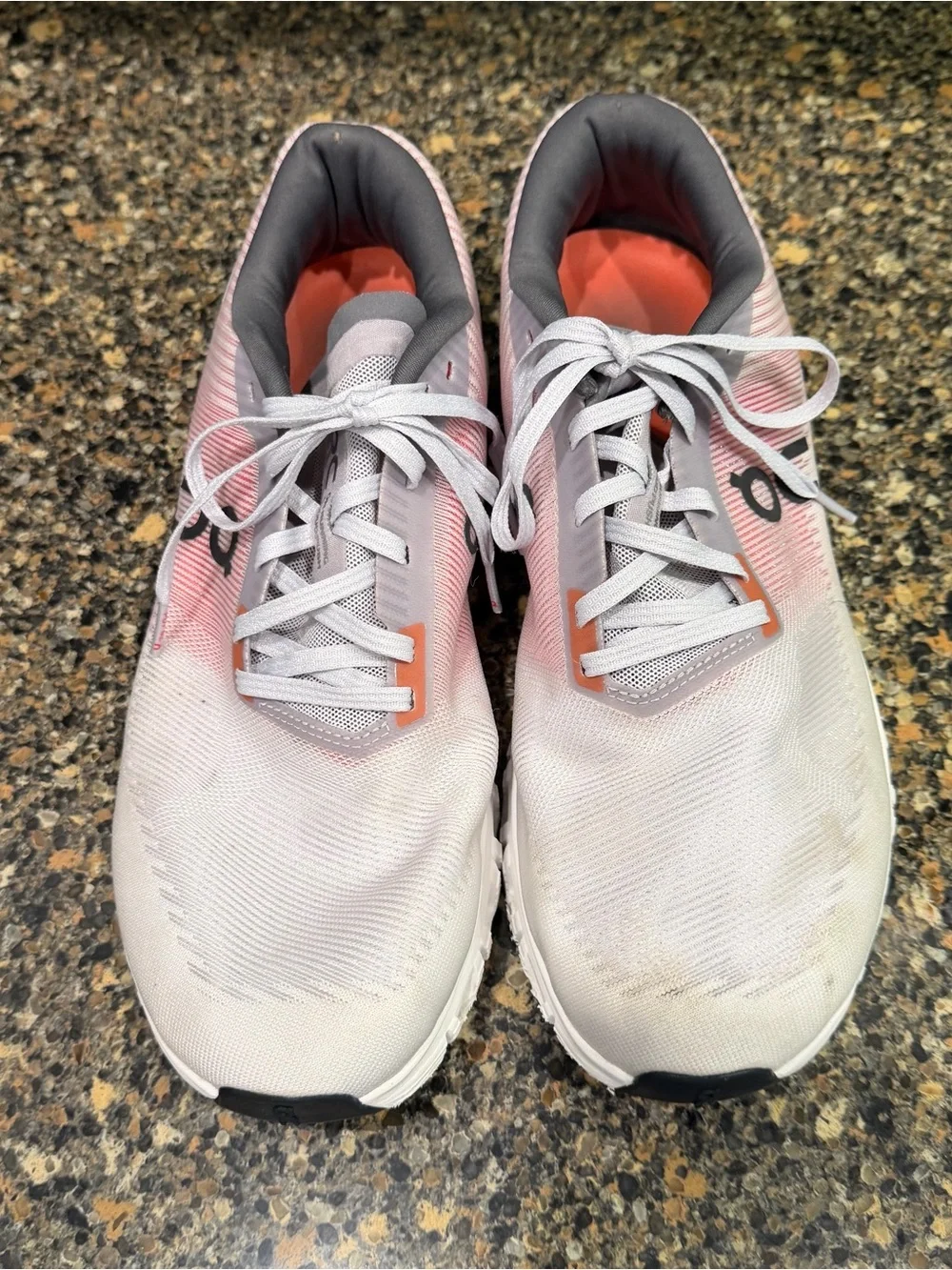 On Running Cloud  mens Running Shoes - White with reddish  Accent 11.5